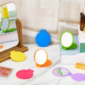 Jetec 18 Pieces Compact Mirrors Bulk Gifts Mini Vintage Pocket Mirrors for Purse Small Portable Folding Round Makeup Stuffs for Travel Daily Use Party Favors Women (Bright Colors)