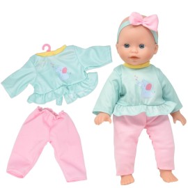 Gift Boutique Baby Doll 14 Inch Soft Body with Clothes & Accessories Sets of Outfits with Hangers Teddy & Toy Blocks Playset Wardrobe Storage Closet, Ideal Gift for Kids - Set of 4