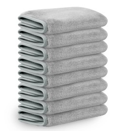 Nugilla Makeup Remover Cloths, 8 Packs Makeup Remover Towels Reusable Face Wash Cloth, Soft Makeup Remover Microfiber Face Cloth for Women(Light Grey)