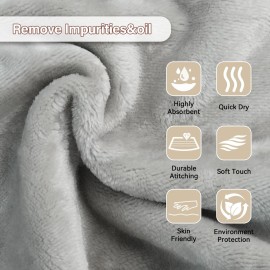 Nugilla Makeup Remover Cloths, 8 Packs Makeup Remover Towels Reusable Face Wash Cloth, Soft Makeup Remover Microfiber Face Cloth for Women(Light Grey)