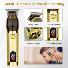 Hair Clippers for Men Professional, Barber Clippers and Trimmer Set, Hair Clipper& Hair Trimmer & Electric Foil Shavers Razor Kit, Hair Cutting kit, Cordless Mens Grooming Kit-Gold Hair Clippers for Men Professional, Barber Clippers and Trimmer Set, Hair Clipper& Hair Trimmer & Electric Foil Shavers Razor Kit, Hair Cutting kit, Cordless Mens Grooming Kit-Gold