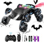 Terucle 8WD Remote Control Car, 2.4Ghz RC Cars with Spray & Cool Light, Kids Toys Electroplating Process Transform Drift Climbing Car, Boys Toys for Age 4-6 7 8-13 Year Old (Black)