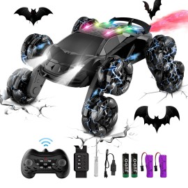 Terucle 8WD Remote Control Car, 2.4Ghz RC Cars with Spray & Cool Light, Kids Toys Electroplating Process Transform Drift Climbing Car, Boys Toys for Age 4-6 7 8-13 Year Old (Black)