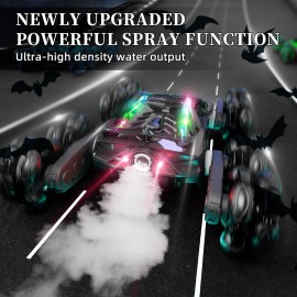 Terucle 8WD Remote Control Car, 2.4Ghz RC Cars with Spray & Cool Light, Kids Toys Electroplating Process Transform Drift Climbing Car, Boys Toys for Age 4-6 7 8-13 Year Old (Black)