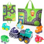 FunMission Baby Boy Toys, Baby Toy Cars 7 Pack, Toys for Boys Aged 18 Months +, Toddler Toys Age 2-3, 7 Toy Cars with Storage Bag, Trucks for Toddlers, Presents for Kids