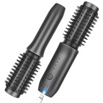 Cordless Curling Iron Brush, 2024 New Portable Travel Mini for Women, 7000Mah USB Rechargeable Wand With Negative Ion, Black