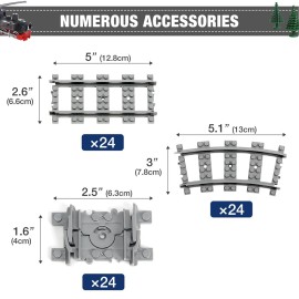 Classic City Train Tracks, 72 Pieces Railroad Track with 24 Flexible, 24 Curved and 24 Straight Tracks, Train Expansion Accessories Compatible with All Major Brands Train Tracks