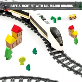 Classic City Train Tracks, 72 Pieces Railroad Track with 24 Flexible, 24 Curved and 24 Straight Tracks, Train Expansion Accessories Compatible with All Major Brands Train Tracks