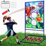 Punieayi Football Toss Game with 4 Inflatable Balls, Football Throwing Target Games for Boys 8-12, Sports and Outdoors Toys for Kids Ages 3+