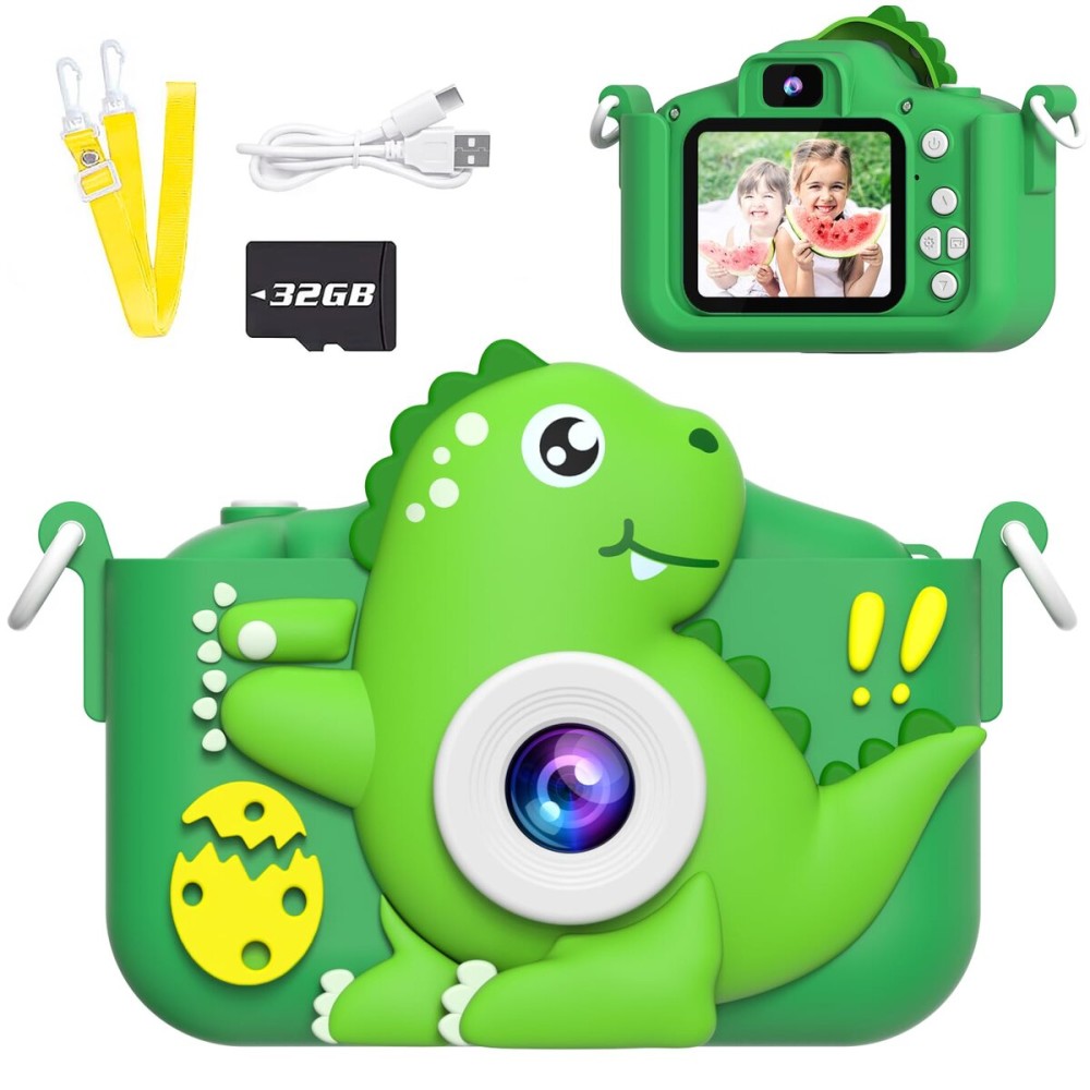 MindPal Selfie Kids Camera,Dinosaur Christmas Birthday Gifts for Kids, 1080P HD Digital Video Camera with 32 GB SD Card for Toddlers, Practical Children Toys for 3 4 5 6 7 8 9 Years Old Boys Girls