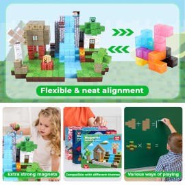 Magnetic Blocks-100PCS Magnetic Building Blocks, Magnetic Tiles Kids Build Cubes 2024 Upgraded STEM Game Toys, Christmas Birthday Gifts for Boys & Girls Ages 3+