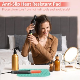 Quccefods Heat Resistant Mat Large Silicone Hot Hair Tools Holder for Curling Irons Flat Iron Hair Straightener Mat Portable Vanity Pad