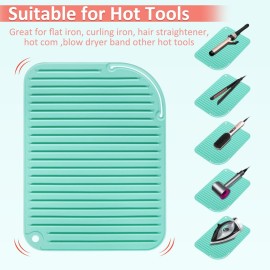 Quccefods Heat Resistant Mat Large Silicone Hot Hair Tools Holder for Curling Irons Flat Iron Hair Straightener Mat Portable Vanity Pad