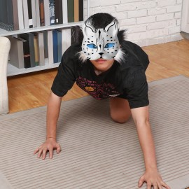 JellyArch 36 Pcs DIY Therian Mask Kit Bulk 30 Blank Animal Mask with Faux Fur Eye Mesh for Gear Therian Stuff(Cat, Fox)