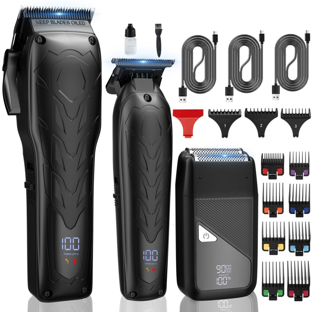 Karrte Professional Hair Clippers and Trimmer Set, 3 in 1 Hair Clippers for Men, Pro Clipper, T-Shaper Trimmer & Foil Shaver, Cordless Clippers and Grooming Set, Hair Cutting Kit for Gift Karrte Professional Hair Clippers and Trimmer Set, 3 in 1 Hair Clippers for Men, Pro Clipper, T-Shaper Trimmer & Foil Shaver, Cordless Clippers and Grooming Set, Hair Cutting Kit for Gift