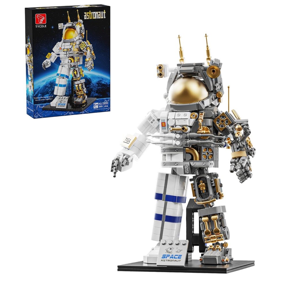 TGL TYCOLE Space Astronaut Building Block Set,860Pcs Spaceman Building Toys with Display Stand,Translucent Design Collection for Home or Office Decor,Birthday Gift for Adults& Boys Age 8-12