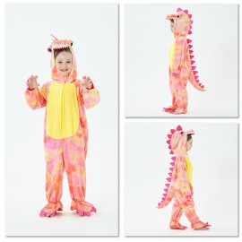 DearSun Child\'s T-Rex Dinosaur Costume Dinosaur Costume for Kids Fancy Dress Costume Hooded Romper Jumpsuit (XS/90, Pink)