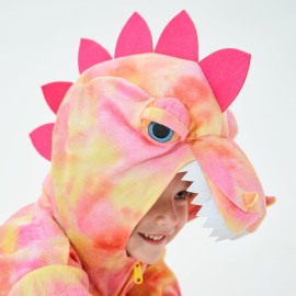 DearSun Child\'s T-Rex Dinosaur Costume Dinosaur Costume for Kids Fancy Dress Costume Hooded Romper Jumpsuit (XS/90, Pink)