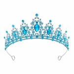 Papoopy Tiara Crown for Women, Headband Hair Accessories for Birthday Wedding Party Costume (C-Blue)
