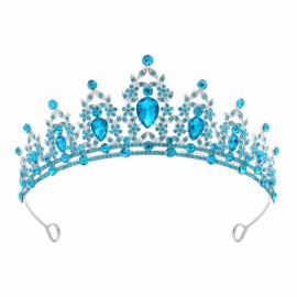 Papoopy Tiara Crown for Women, Headband Hair Accessories for Birthday Wedding Party Costume (C-Blue)