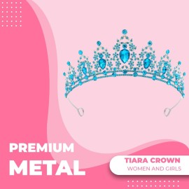 Papoopy Tiara Crown for Women, Headband Hair Accessories for Birthday Wedding Party Costume (C-Blue) Papoopy Tiara Crown for Women, Headband Hair Accessories for Birthday Wedding Party Costume (C-Blue)