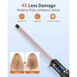 1/2 Inch Curling Wand for Short&Long Hair,Dual Voltage Small Wand Curling Iron for Tight Curls, Extral Long Hair Curling Iron with Tourmaline Ceramic,10 Adjustable Temp