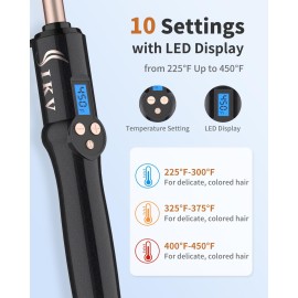 1/2 Inch Curling Wand for Short&Long Hair,Dual Voltage Small Wand Curling Iron for Tight Curls, Extral Long Hair Curling Iron with Tourmaline Ceramic,10 Adjustable Temp