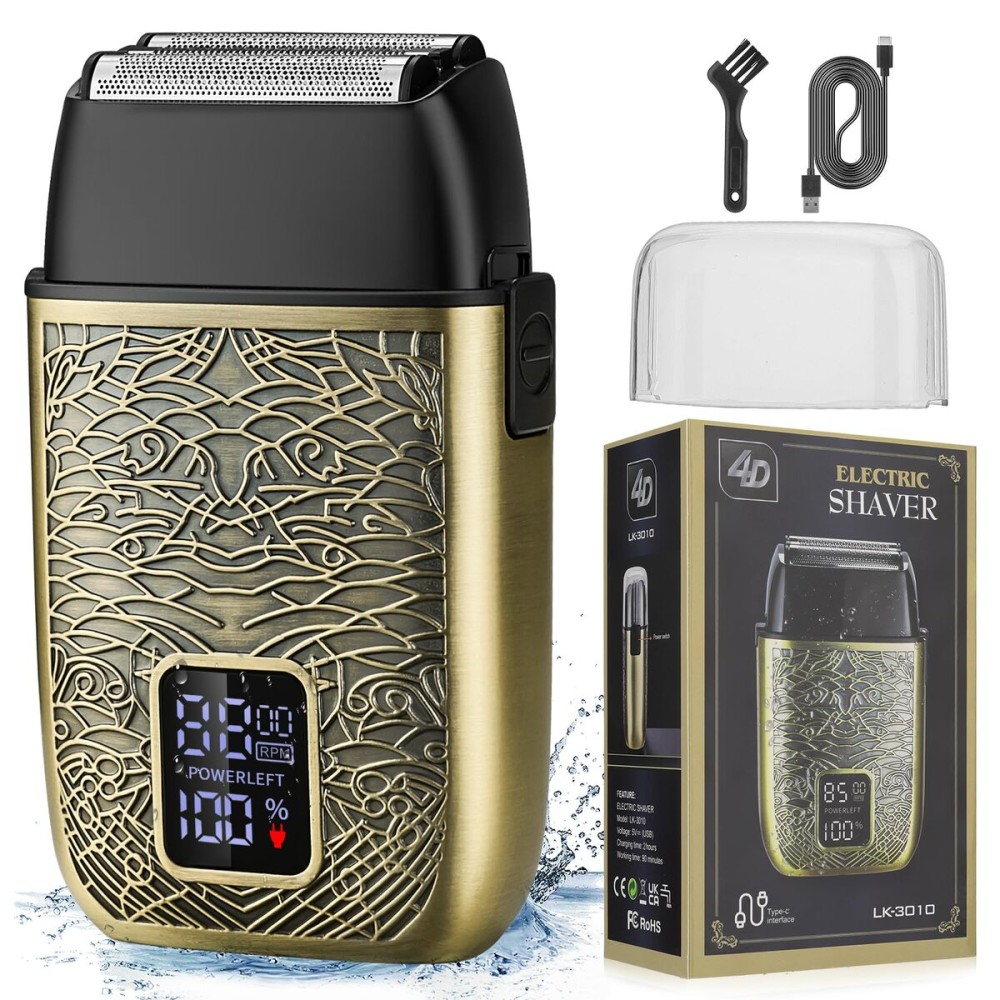 Electric Shavers for Men,Powerful Motor Electric Razor,Head Shavers for Bald Men,Triple Foil Beard Trimmer,Barber Supplies LED Displays & USB Charging Waterproof Shaver, Gifts