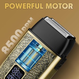 Electric Shavers for Men,Powerful Motor Electric Razor,Head Shavers for Bald Men,Triple Foil Beard Trimmer,Barber Supplies LED Displays & USB Charging Waterproof Shaver, Gifts