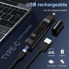 HILYC Ear and Nose Hair Trimmer, USB Rechargeable, Painless, for Eyebrow and Facial Hair, Men and WomenElectric Waterproof Facial Hair Remover Epilator Shaver with (Flat)