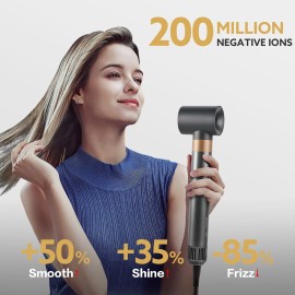 Hair Dryer Brush, webeauty 5 in 1 One Step Professional Hot Air Brush Set for Fast Drying, Curling Drying, Straightening Combing, Hair Styler [Ceramic Coating] [Negative Ion] 110000 RPM (Gold)