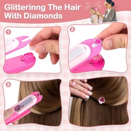 Yoloflix Hair Gem Stamper Kit, Bling Hair Jewels for Girls Toys, Hair Styling Tool with Reusable Shining Diamonds, Birthday Gifts Toys for Girls