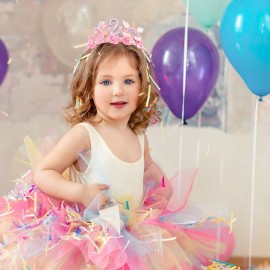 SuPoo 2nd Birthday Headband - Flower Crown for Girls Princess Tiara - Cute 2 Year Old Birthday Party Decorations Accessory