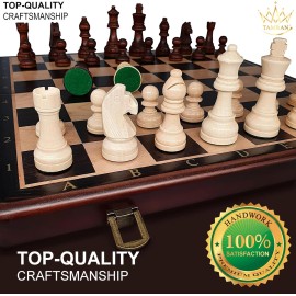 Magnetic Wooden Chess Board Game Set - 15 Inches Chess Sets for Adults and Kids, Foldable Chess Board Game, Handmade Portable Travel Chess Game, Chess Set for Begginers and Pros (Walnut Color)