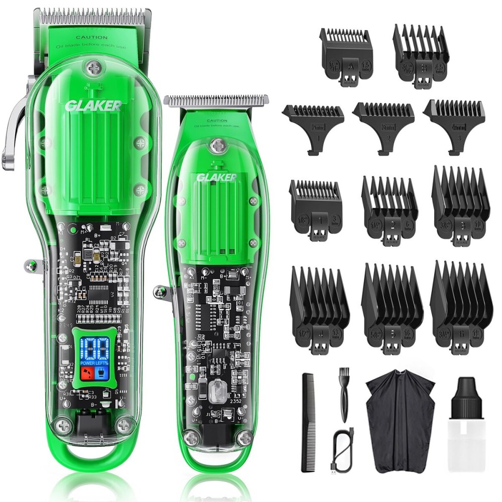 GLAKER Hair Clippers for Men - Cordless Zero-Gap Trimmer - Green