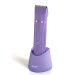 OLOV Electric Body Hair Trimmer - Groin Trimmer for Men - Bikini Trimmer Women - Wet/Dry Shaver Groomer, Replaceable Ceramic Blade Heads, USB Recharge Dock, Waterproof Hygiene Razor, Bright Purple