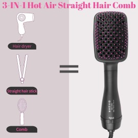 Hair Dryer Brush Blow Dryer Brush in One, 3 in 1 One Step Hair Dryer and Styler, Negative Ion Hair Straightener Hot Air Styling Tool for Straightening Drying Smoothing