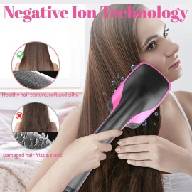 Hair Dryer Brush Blow Dryer Brush in One, 3 in 1 One Step Hair Dryer and Styler, Negative Ion Hair Straightener Hot Air Styling Tool for Straightening Drying Smoothing