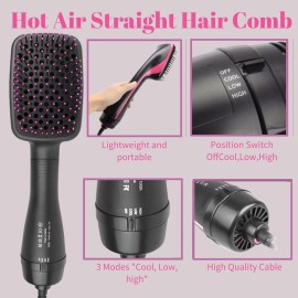 Hair Dryer Brush Blow Dryer Brush in One, 3 in 1 One Step Hair Dryer and Styler, Negative Ion Hair Straightener Hot Air Styling Tool for Straightening Drying Smoothing