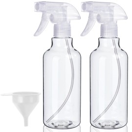 Plastic Spray Bottles, 2-Pack, 16.9 Oz, Mist & Stream, Heavy Duty Spraying, Empty Water Spray Bottle for Cleaning Solutions, Essential Oils, Hair, Plants, BBQ, Cat Dog Behavior Correction (Clear)