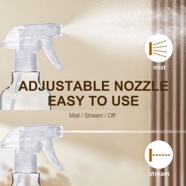 Plastic Spray Bottles, 2-Pack, 16.9 Oz, Mist & Stream, Heavy Duty Spraying, Empty Water Spray Bottle for Cleaning Solutions, Essential Oils, Hair, Plants, BBQ, Cat Dog Behavior Correction (Clear)