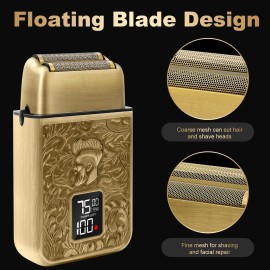 GEC Shavers for Bald Men, Foil Shaver with 3 Adjustable Speeds, Rechargeable Shaver Trimmer with LED Display for Face Barber Supplies Beard Trimmer, Gifts for Men