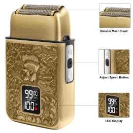 GEC Shavers for Bald Men, Foil Shaver with 3 Adjustable Speeds, Rechargeable Shaver Trimmer with LED Display for Face Barber Supplies Beard Trimmer, Gifts for Men