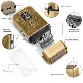 GEC Shavers for Bald Men, Foil Shaver with 3 Adjustable Speeds, Rechargeable Shaver Trimmer with LED Display for Face Barber Supplies Beard Trimmer, Gifts for Men