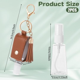 2 Pcs Hand Sanitizer Holder Travel Size, 1oz/30ml Small Squeeze Bottle with Keychain Portable Empty Travel Bottles Hand Refillable Containers for Liquid Storage(Black+Brown)