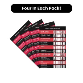 Pack of 4 Poker Hand Rankings Chart - Poker Rules Cheat Sheet Cards | Poker Hands Ranking Card for Quick Reference | Poker Hand Ranking Guide for Beginners | Poker Cheat Sheet for Texas Hold\'em