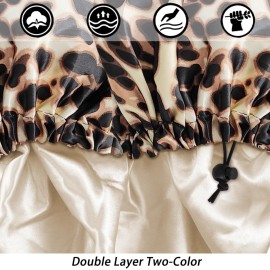 Satin Silk Bonnet for Curly Hair Bonnet Braid Bonnet for Sleeping Bonnets for Women Large Double-Layer Adjustable(Leopard)