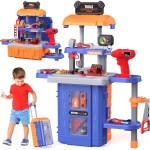 FunMission Kids Tool Bench Set 3 in 1, Toddler Tool Set, Kids Workbench with Realistic Toy Tool Box  Electronic Toy Drill, Transformable Toddler Tool Bench, Toy Tool Present for Ages 3+