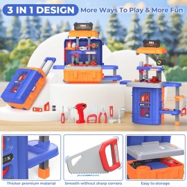 FunMission Kids Tool Bench Set 3 in 1, Toddler Tool Set, Kids Workbench with Realistic Toy Tool Box  Electronic Toy Drill, Transformable Toddler Tool Bench, Toy Tool Present for Ages 3+