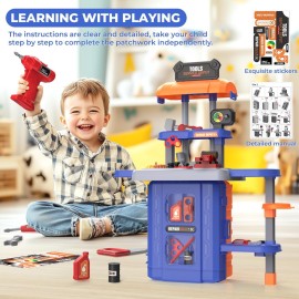 FunMission Kids Tool Bench Set 3 in 1, Toddler Tool Set, Kids Workbench with Realistic Toy Tool Box  Electronic Toy Drill, Transformable Toddler Tool Bench, Toy Tool Present for Ages 3+